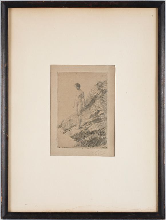 ANDERS ZORN, etsning, sign, utförd 1907.