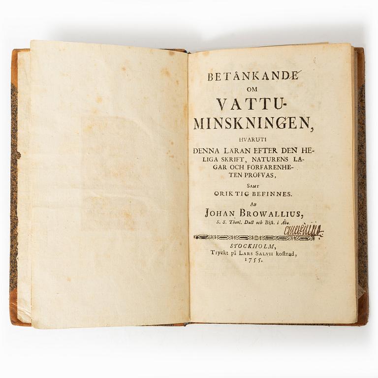 Betänkande om vattu-minskningen, 1755.