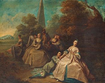 Jean-Baptiste Joseph Pater Circle of, Landscape with lovers in the foreground.