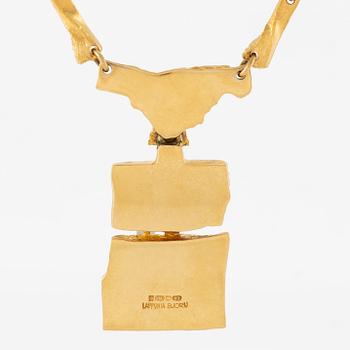 A Björn Weckström, necklace "Offer stone" 18K gold with aquamarine. Lapponia 1973.