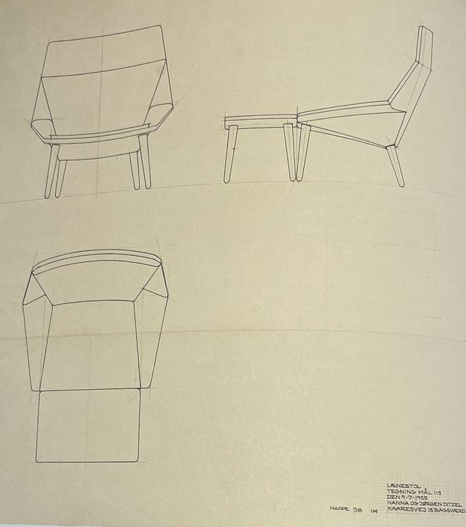 Nanna & Jørgen Ditzel, a rare armchair model "93", Søren Willadsens Møbelfabrik, Denmark, 1950s.