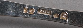 PARTI SILVER, 9 delar, bl a "Rosenholm", 1800-1935.