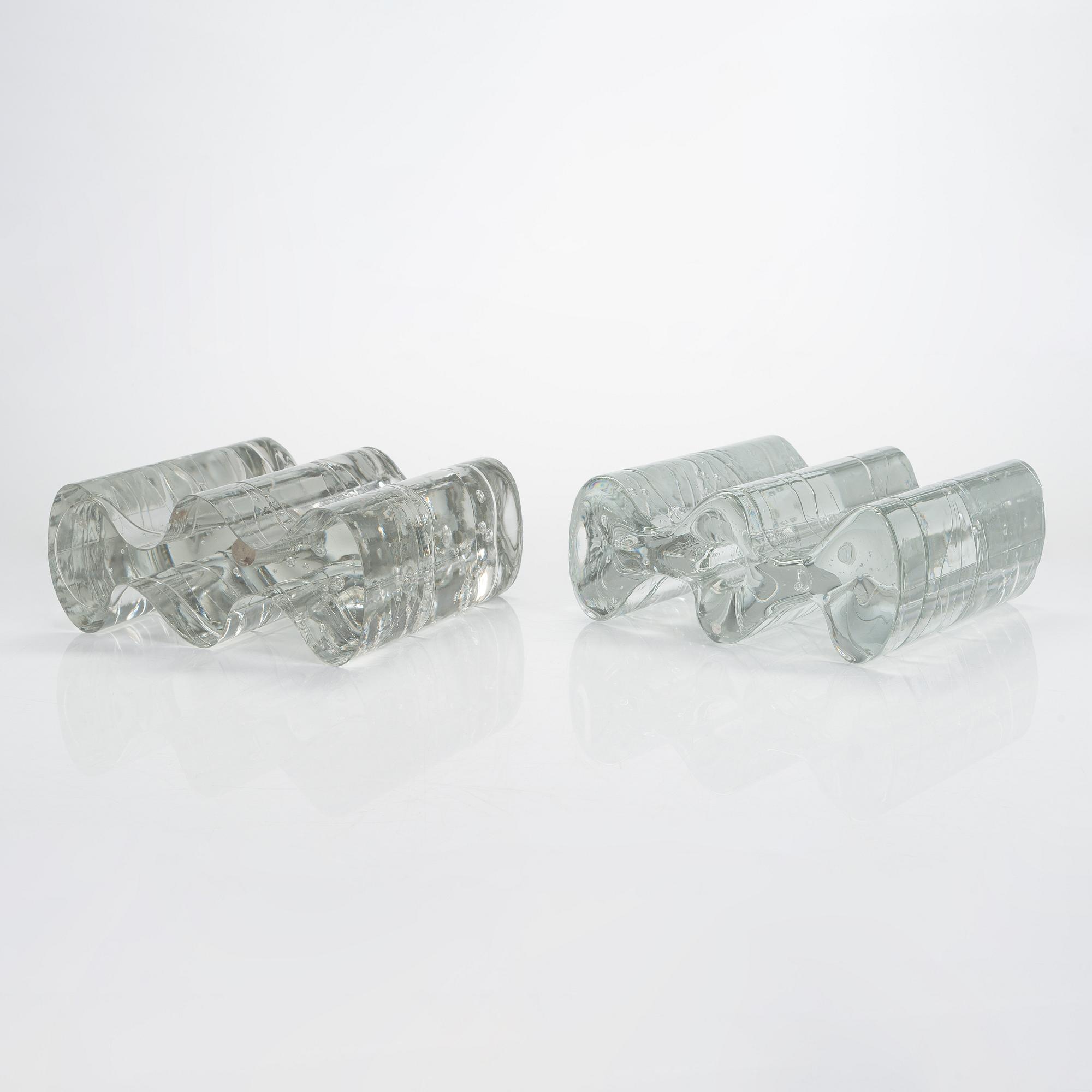 Timo Sarpaneva, glasskuplturer, 2 st, "Arkipelago"-serien, signerad Timo Sarpaneva.