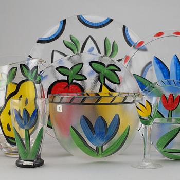 A glass service, 'Tulipa' 56 pcs, by Ulrica Hydman-Vallien, Kosta Boda, signed.