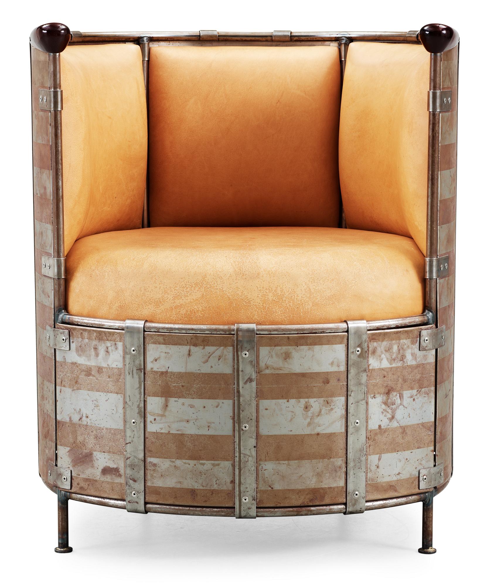 A Mats Theselius easy chair 'Älgskinnsfåtöljen' by Källemo Sweden 1991.