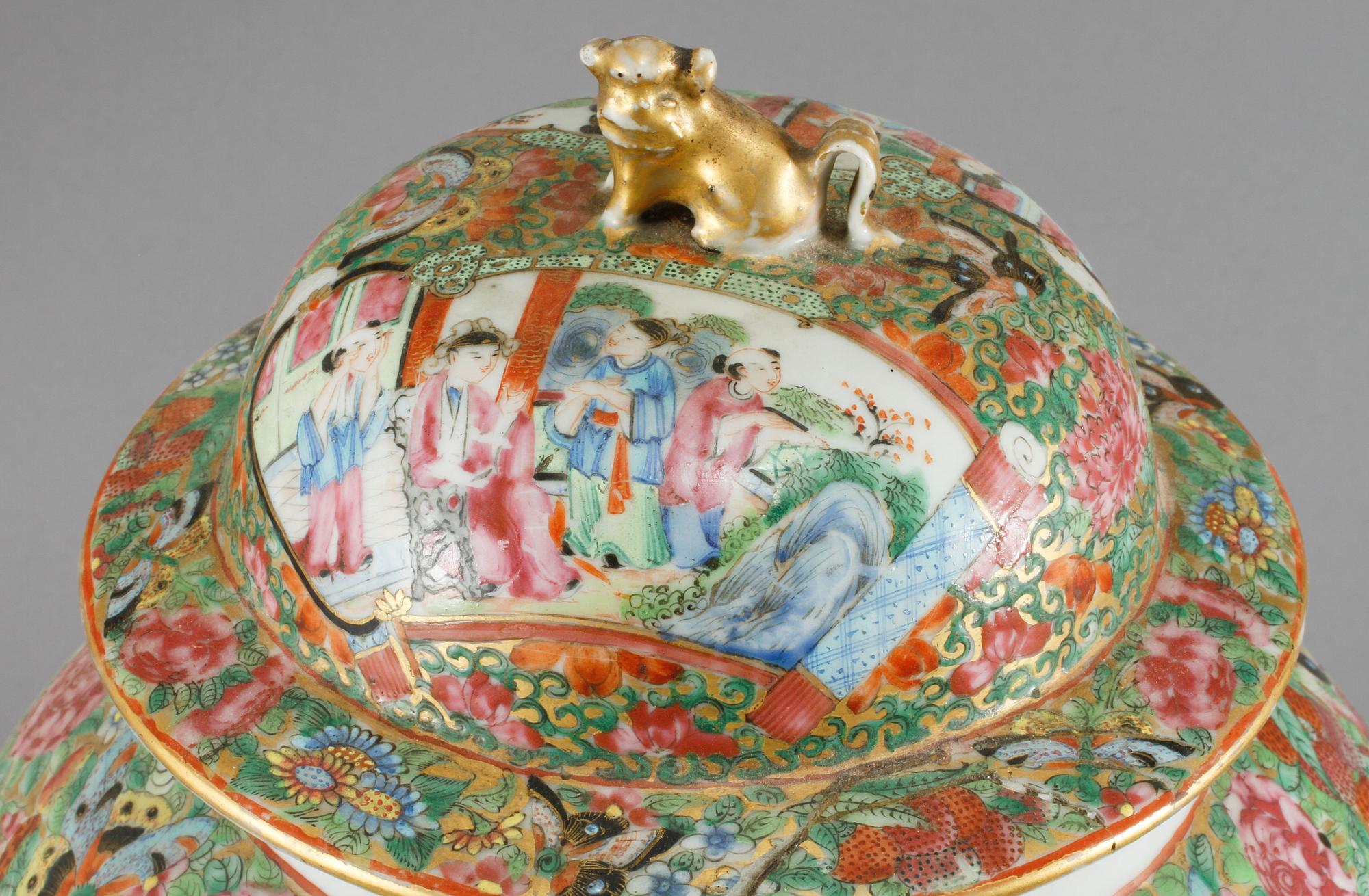 LOCKURNA, porslin, Kanton, Kina, 1800/1900-tal.