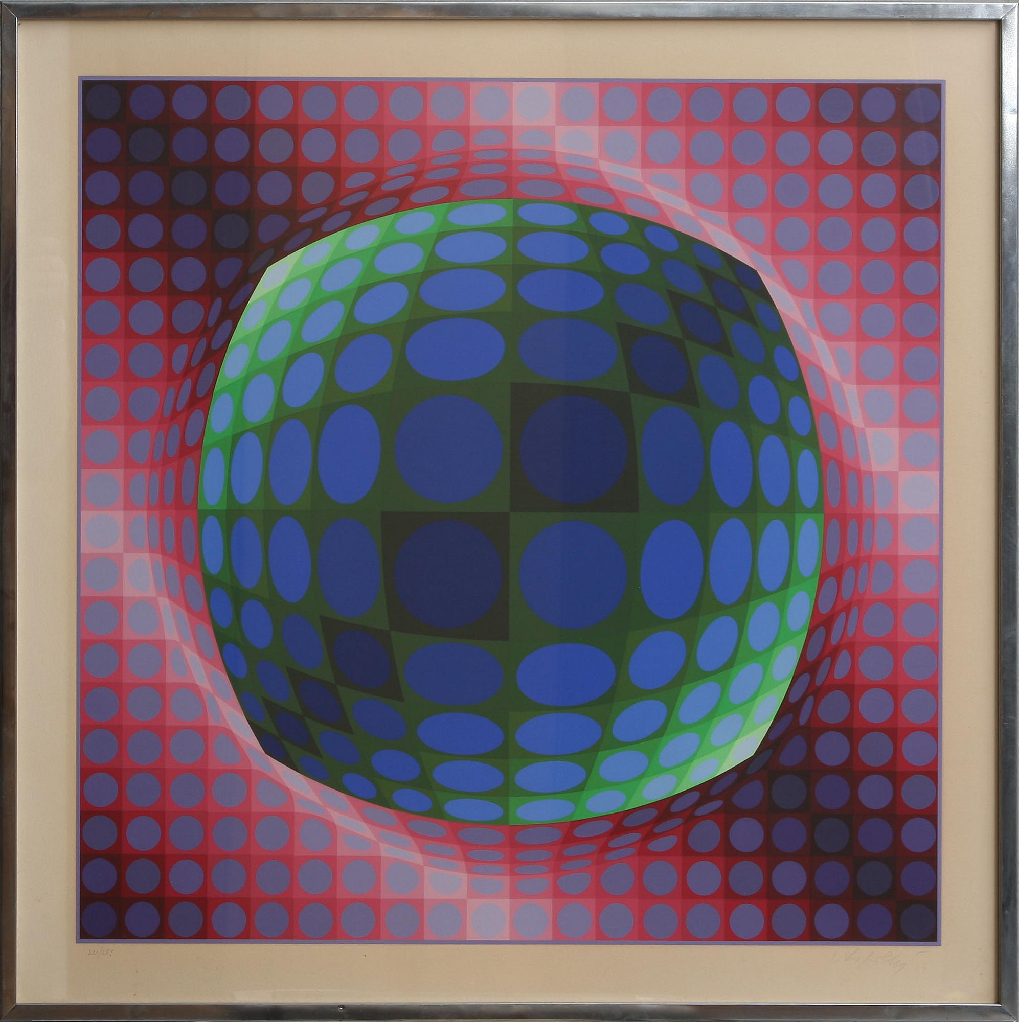 VICTOR VASARELY, färgserigrafi, sign o numr 221/250.