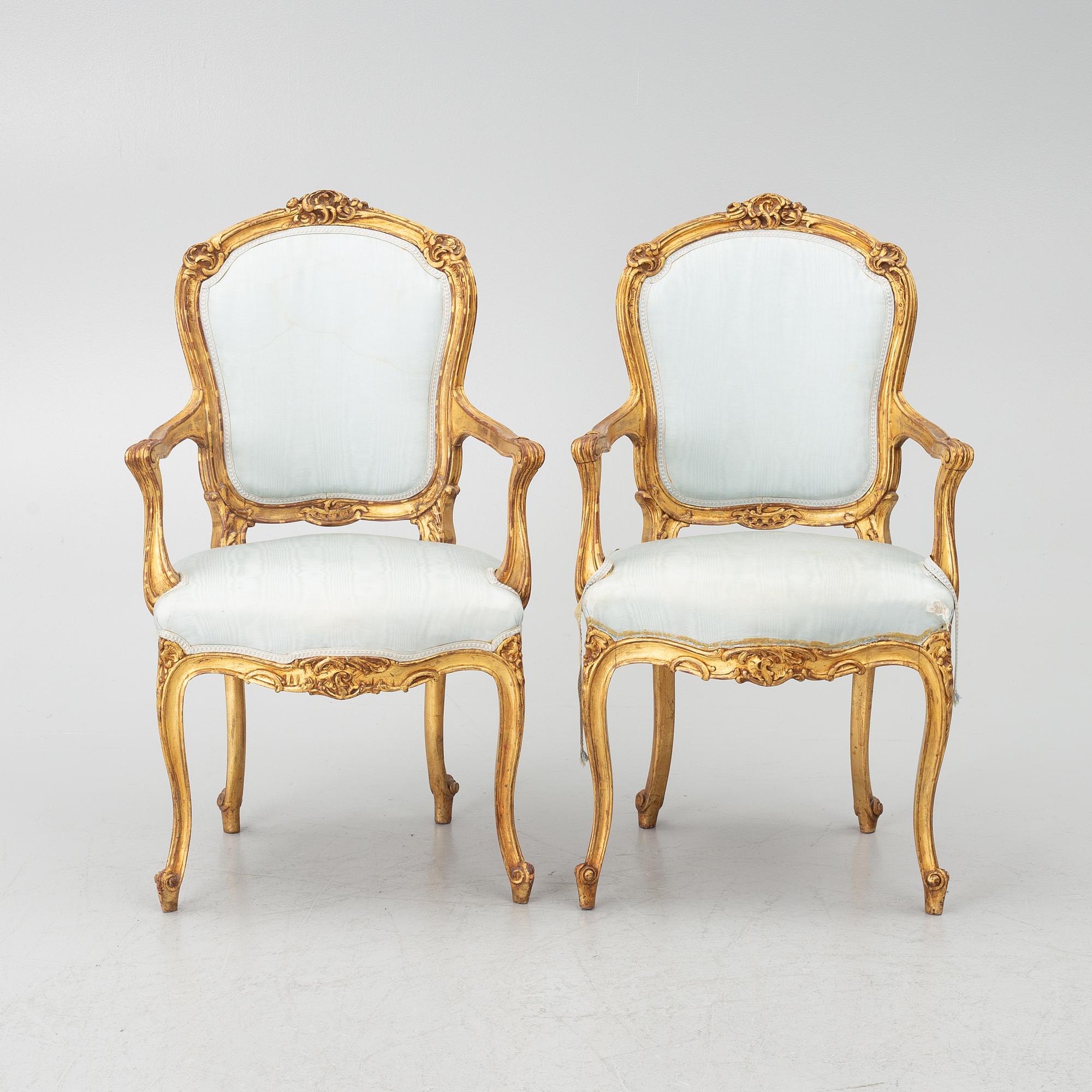Armchairs, a pair, France, 19th century.