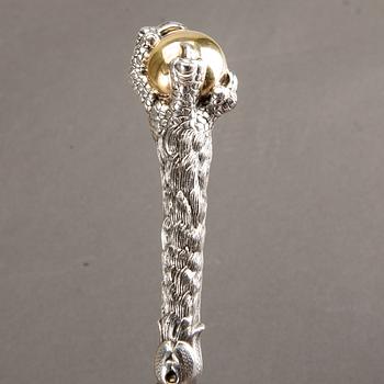 K ANDERSSON serveringsbestick 5 + 2 + 1 st silver (och nysilver) Stockholm 1896.