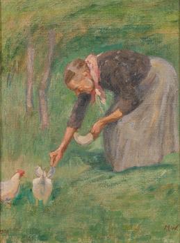 Maria Wiik, Feeding the hens.