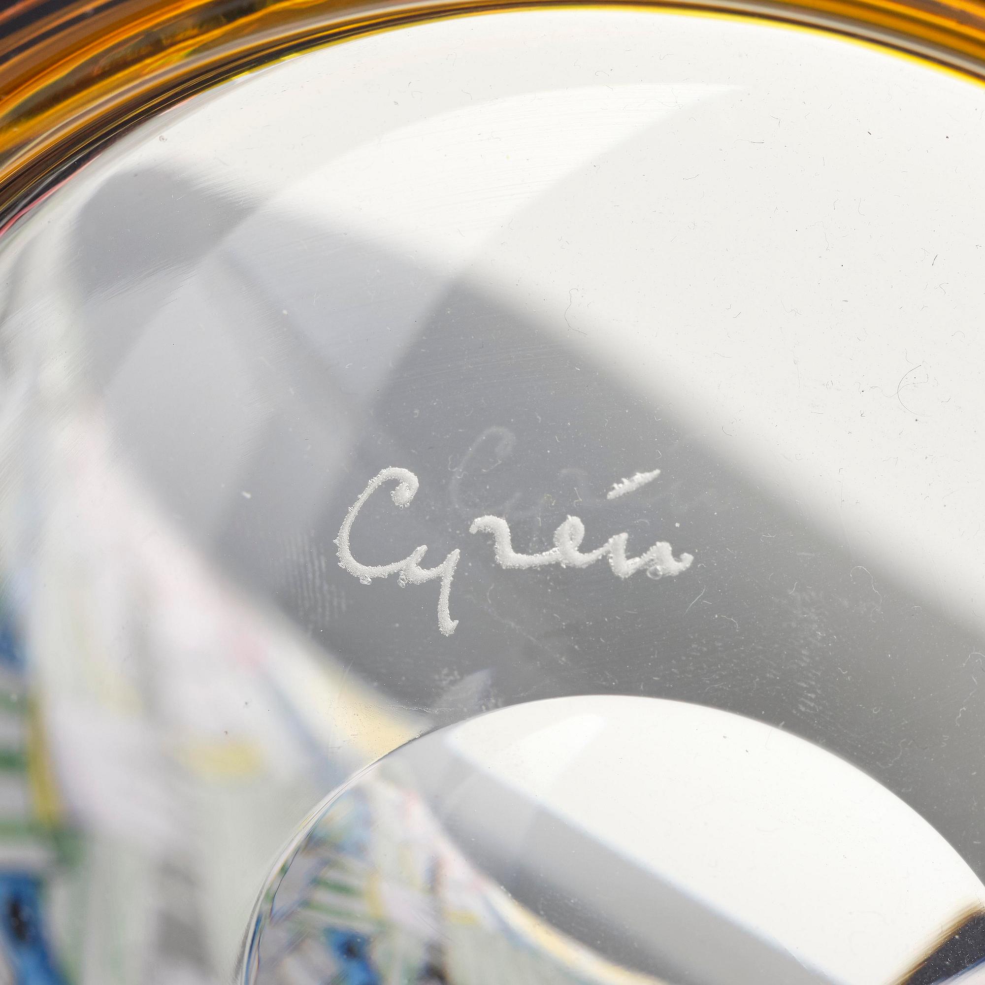 Gunnar Cyrén, a glass vase, "Jazz at the Café", Orrefors 1990.