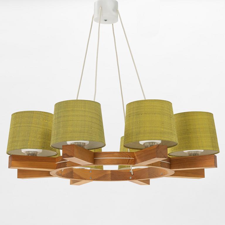 Uno & Östen Kristiansson, a pine wood ceiling lamp, Luxus, Vittsjö.