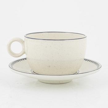 Stig Lindberg, a' Birka' cup with saucer, with royal monogram under crown, Gustavsberg, 1976.