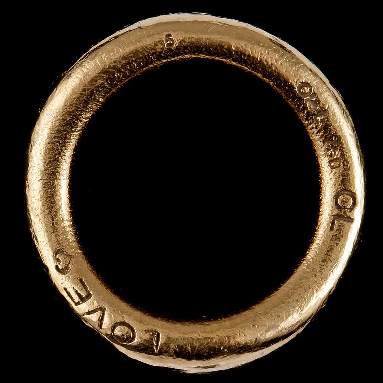 RING, "Love ring", 18k guld samt 3 briljantslipade diamanter,  Ole Lynggaard, Danmark, 2000-tal. Vikt 11 g.