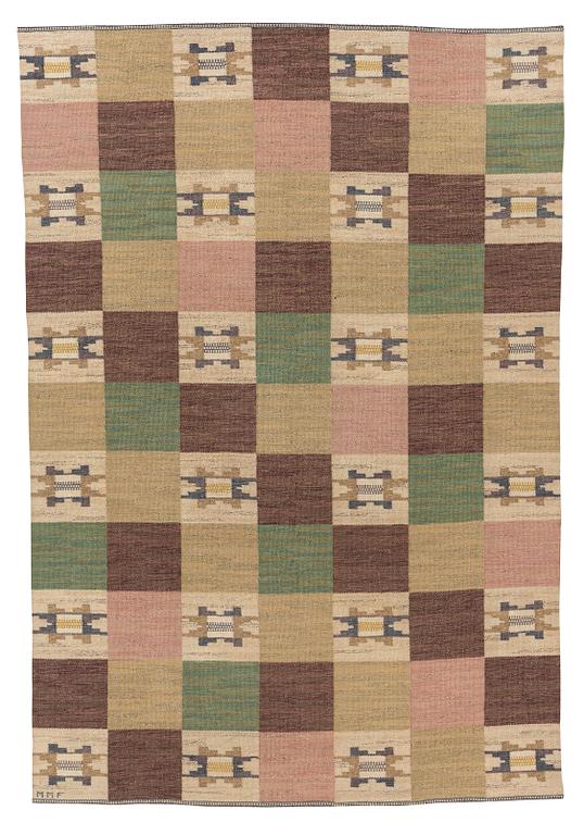 Märta Måås-Fjetterström, a carpet, "Rutmattan", flat weave, ca 290,5-294,5 x 200-203 cm, signed MMF.