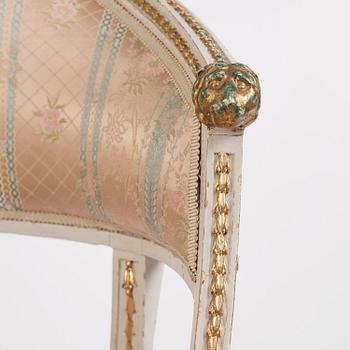 Karmstolar, ett par, Stockholmsarbeten, 1700-talets slut,  Sengustavianska.