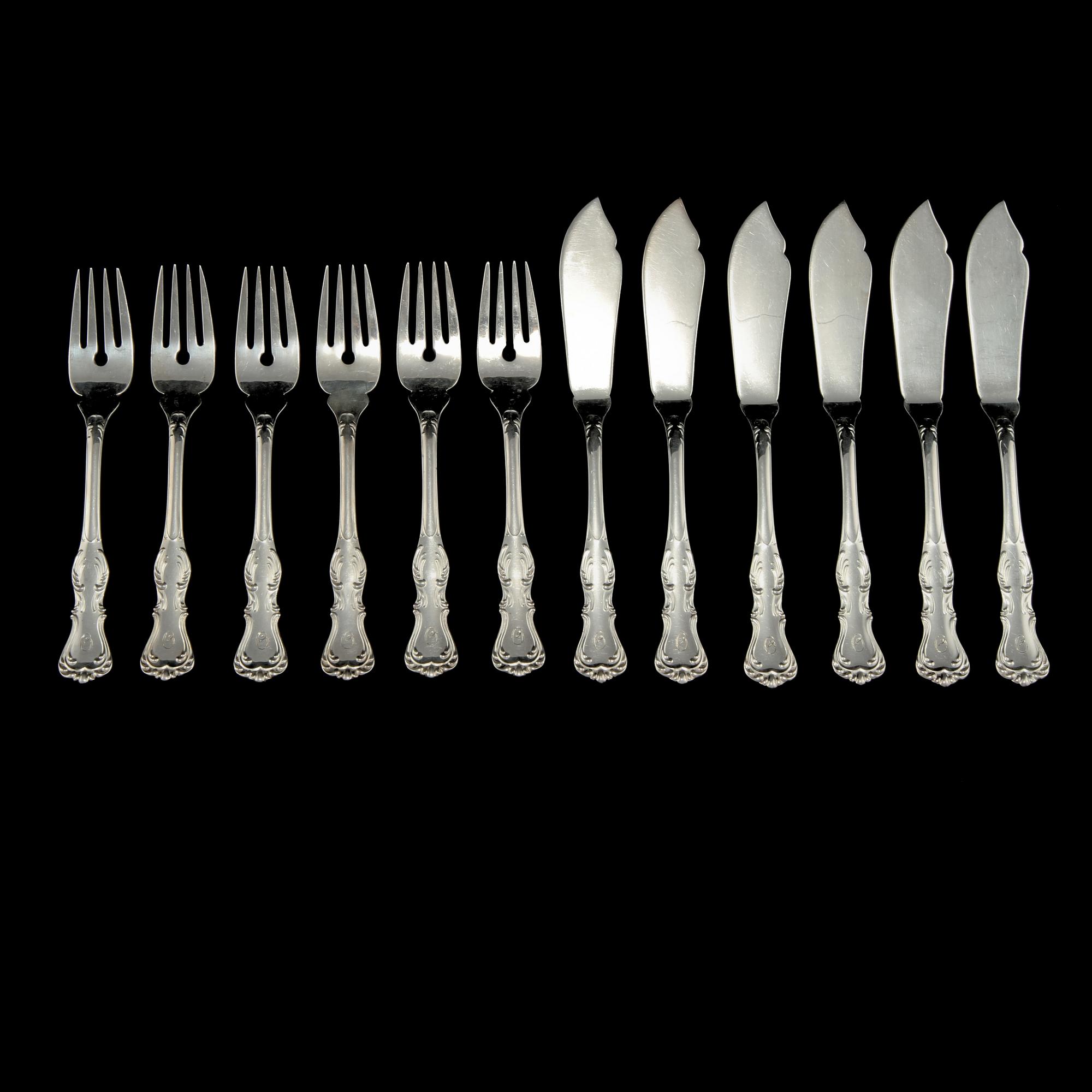 FISKBESTICK, 6+6 st, C G Hallberg, silver, 1949/1950, vikt ca 710 gram.