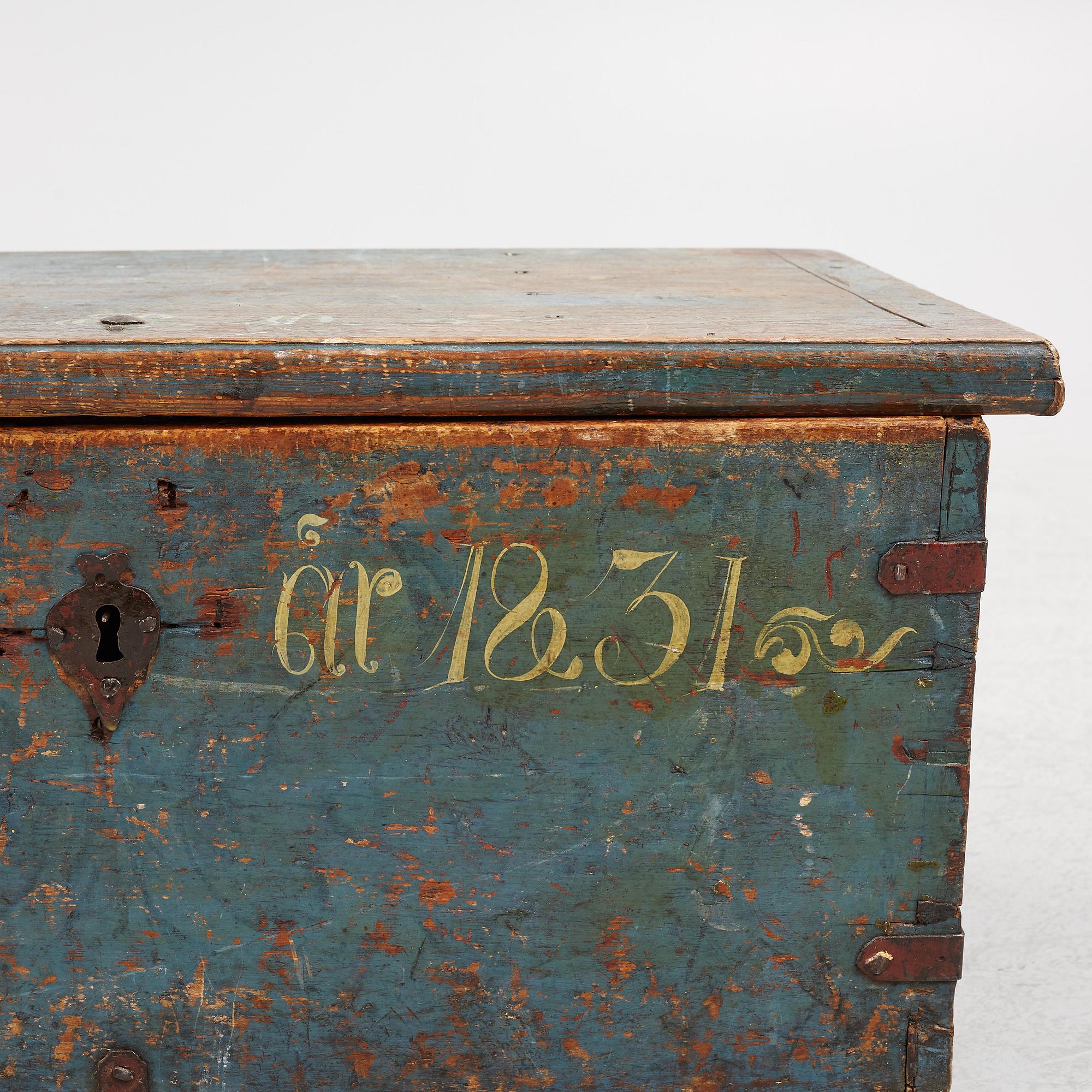 A painted chest, dated 1831.