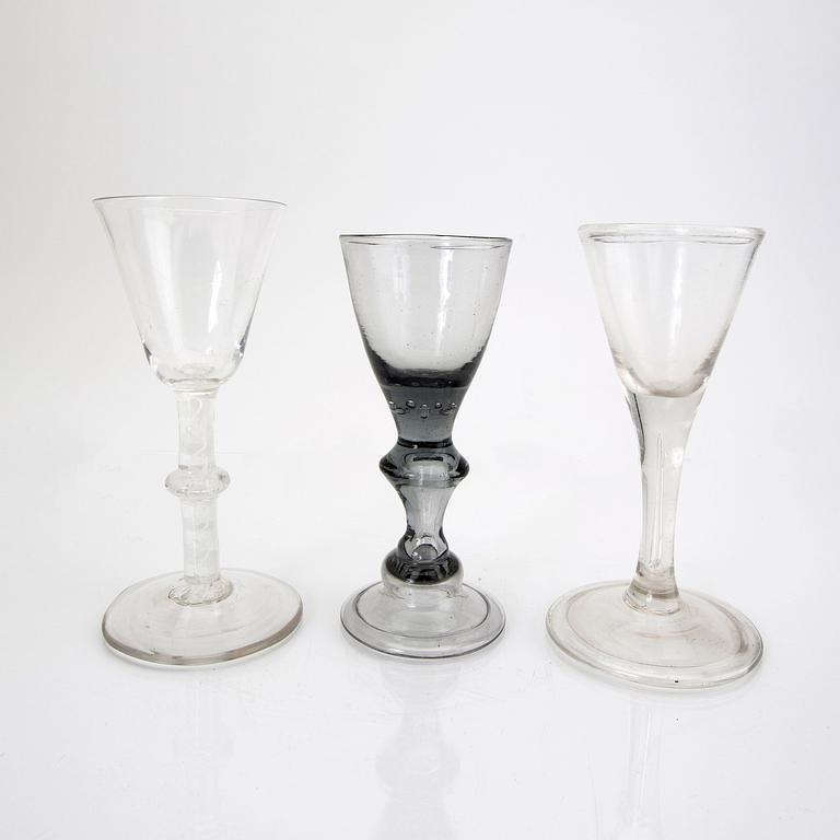 A set of three Irish and German 18th/19th century glasses.