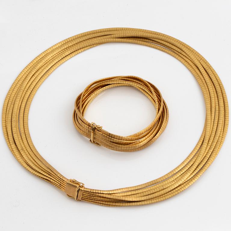 COLLIER och ARMBAND, 18K guld.