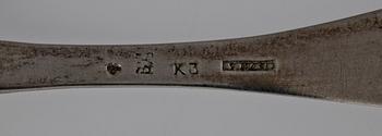 SKEDAR, 6 st, silver bla Johan Petter Lundström, Lund, tidigt 1800-tal. Tot vikt ca 271 gr.