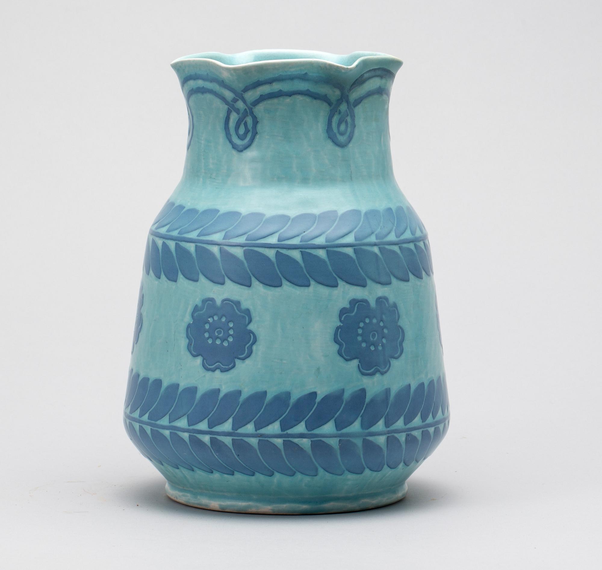 VAS, flintgods, Josef Ekberg, Gustavsberg, Sgrafitto, 1914.