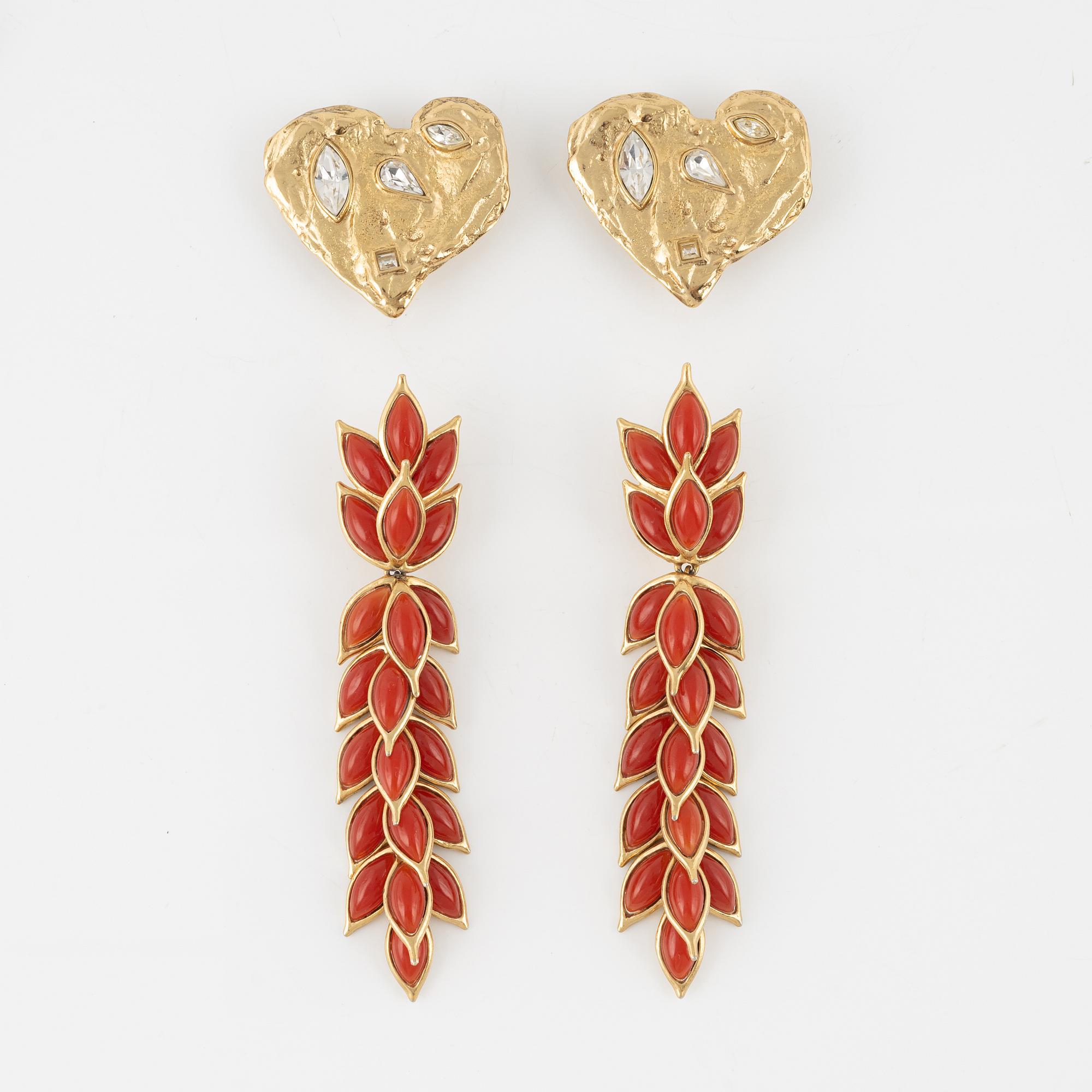 Yves Saint Laurent, earrings, two pairs, vintage.
