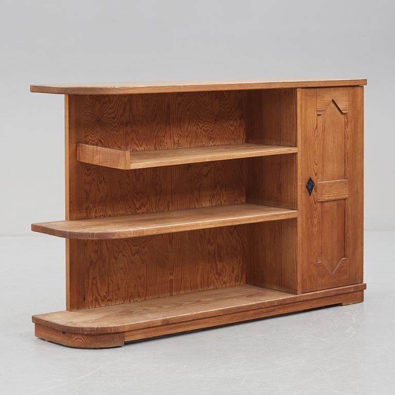 'Sporstugemöbel', a stained pine 'Lovö' bookcase, Nordiska Kompaniet, Sweden 1930's-40's.