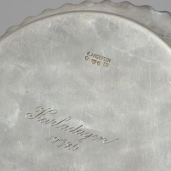 PARTI SILVER, 9 delar, K. Andersson, Stockholm, 1900-talets första hälft, vikt 650 g.