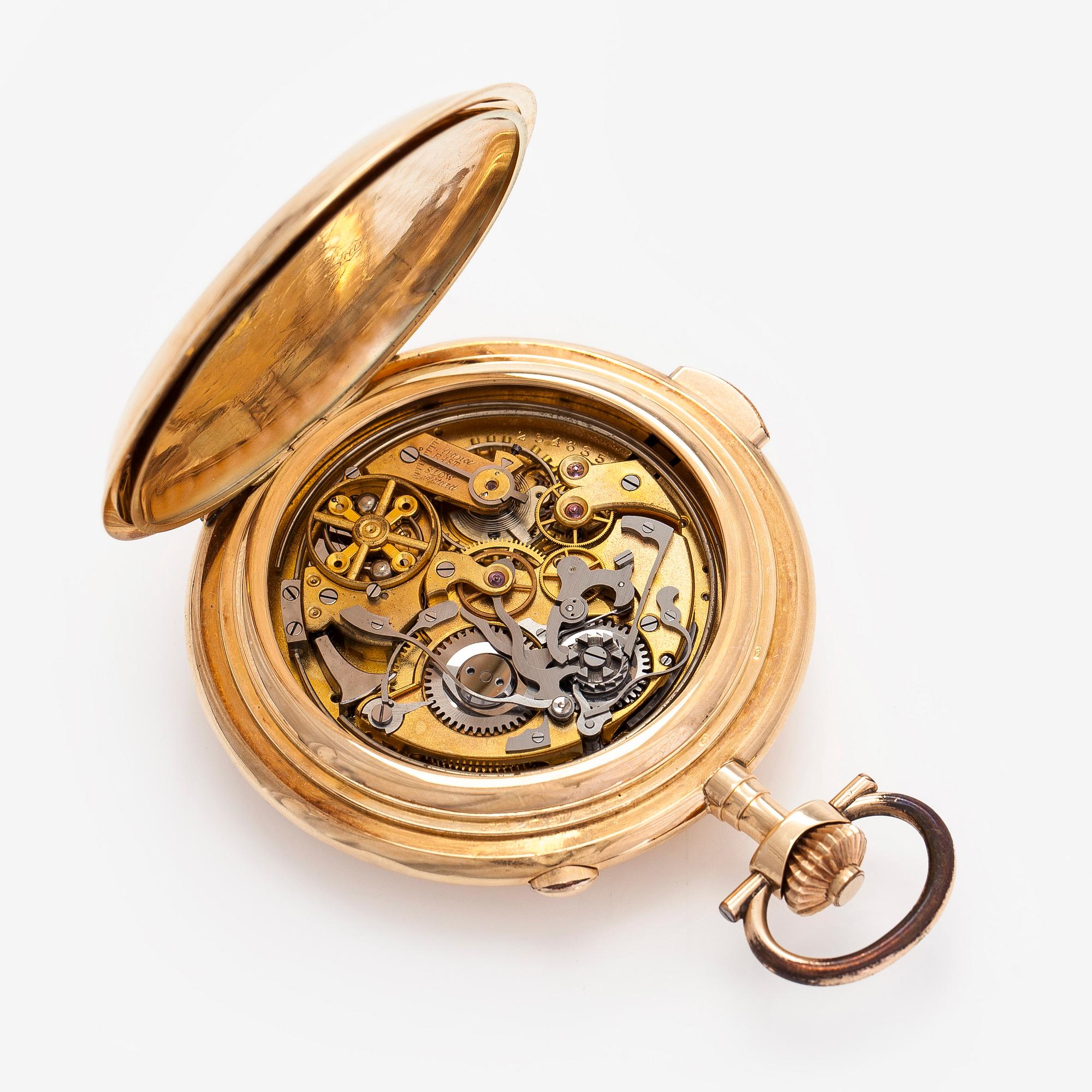 Nestor Delevaux, fickur, savonett, minutrepeter, kronograf, 62,5 mm.