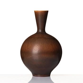 Berndt Friberg, a brown rabbit's fur stoneware vase, Gustavsberg studio, Sweden 1969.