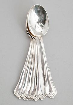 BORDSSKEDAR, 6 st, silver, modell Symfoni, Mema, 1954. Total vikt ca 211 gram.