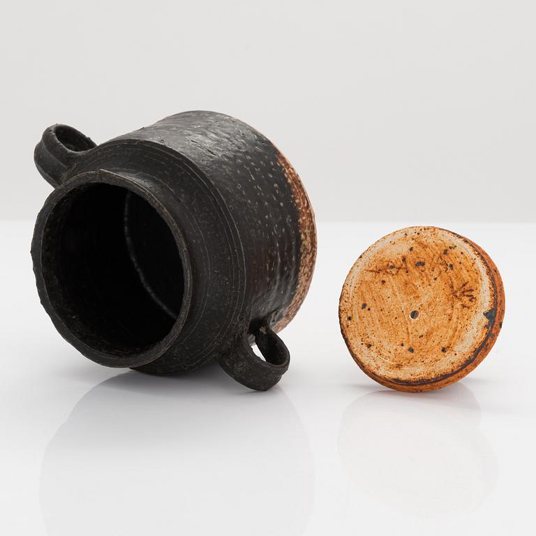 Kyllikki Salmenhaara, sockerskål, stengods, signerad KS Arabia.