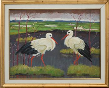 ERNST NORLIND, olja på pannå, monogramsignerad och daterad 45.