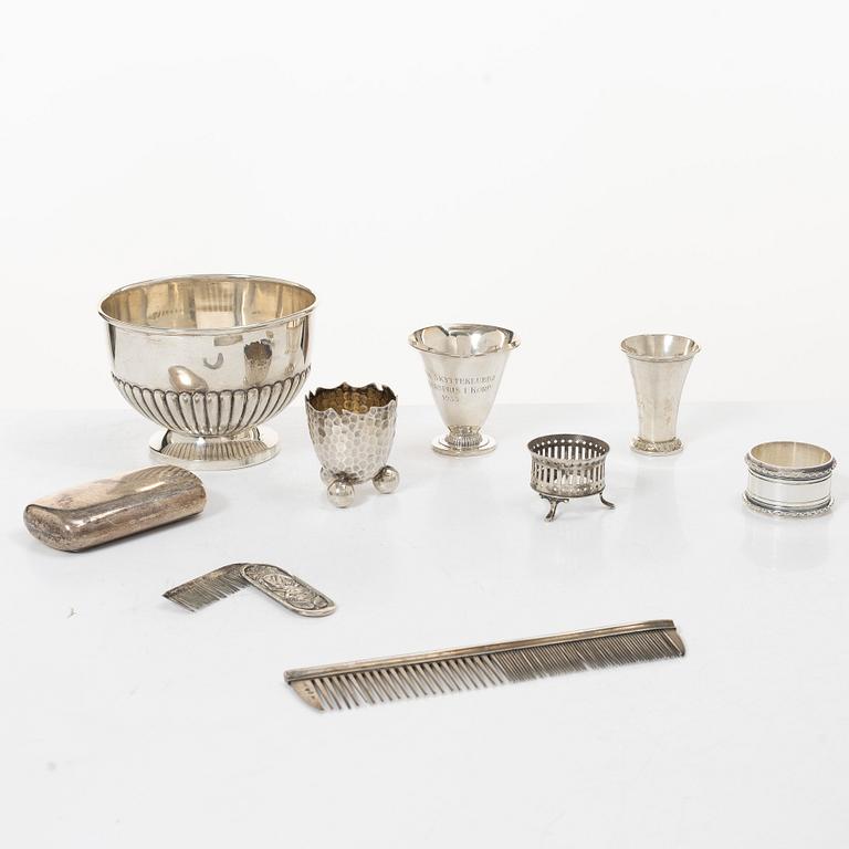 Silver, 9 pieces, Sweden and Denmark, 19th-20th century.