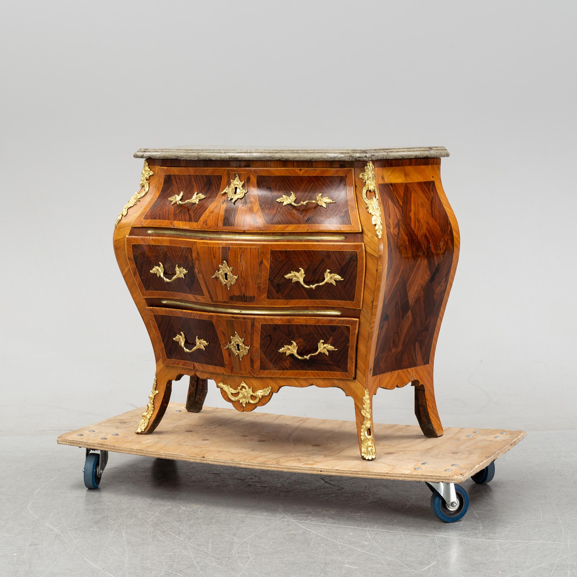 A Swedish Rococo 18th century commode presumably by Gustaf Foltiern (master in Stockholm 1771-1804).