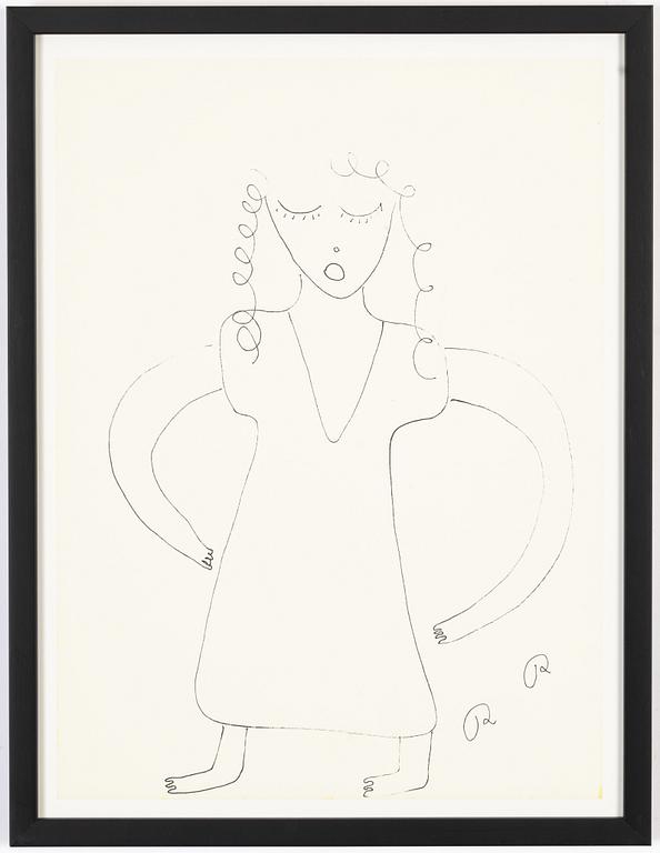 Roger Risberg, indian ink drawing, signed. Executed in 2008.