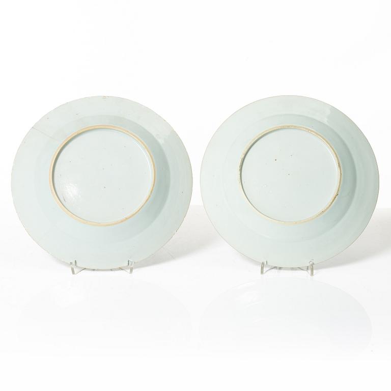 Tallrikar, 10 st, kompaniporslin, Kina, Qingdynastin, Qianlong (1736-95).