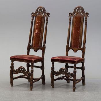 STOLAR, 5 st (4+1), barockstil samt barock, tidigt 1700-tal samt omkring år 1900.