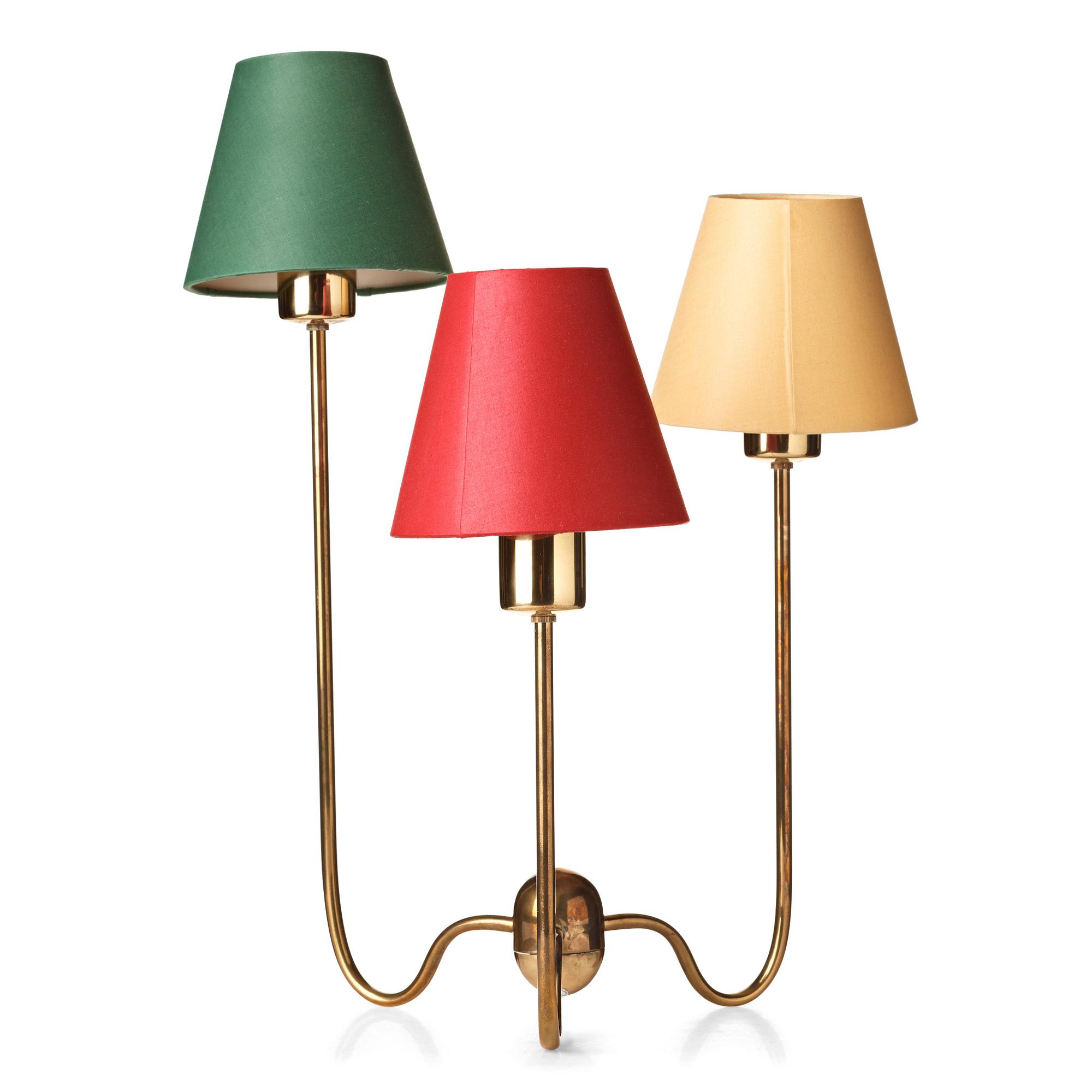Josef Frank, a brass three light table lamp, Svenskt Tenn, Sweden, model G 2468.