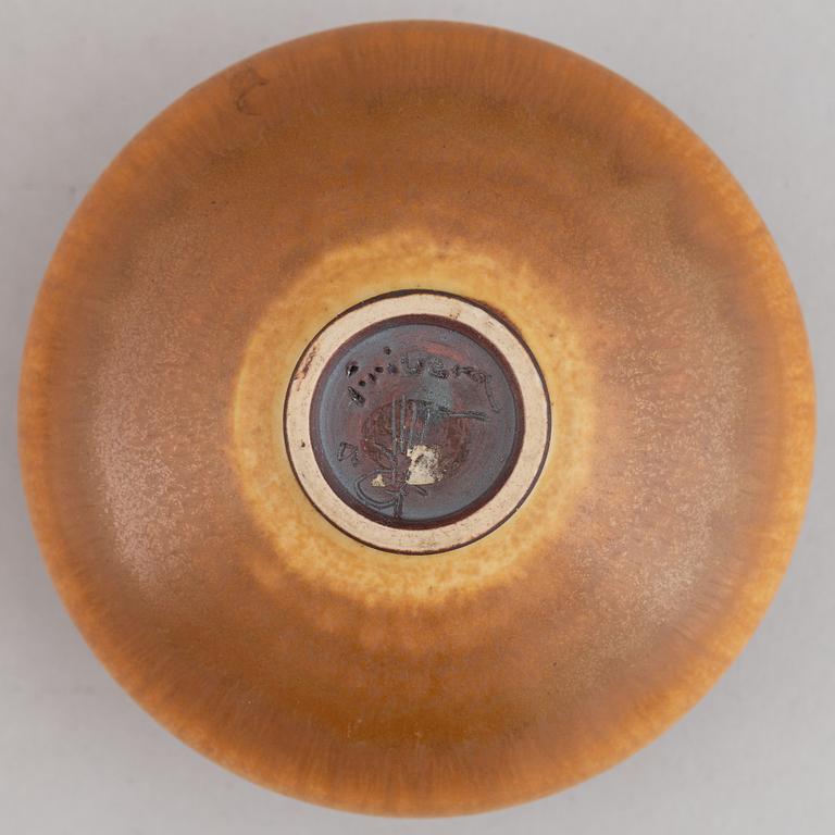 Four miniature vases and bowl by Berndt Friberg, Gustavsberg, 1958-1972.