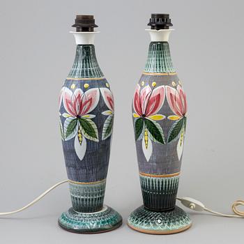 Two similar 20th century ceramic table lamps, Tilgmans Keramik, Sweden.
