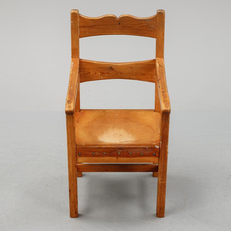 Six pine chairs, mid 20th Century.