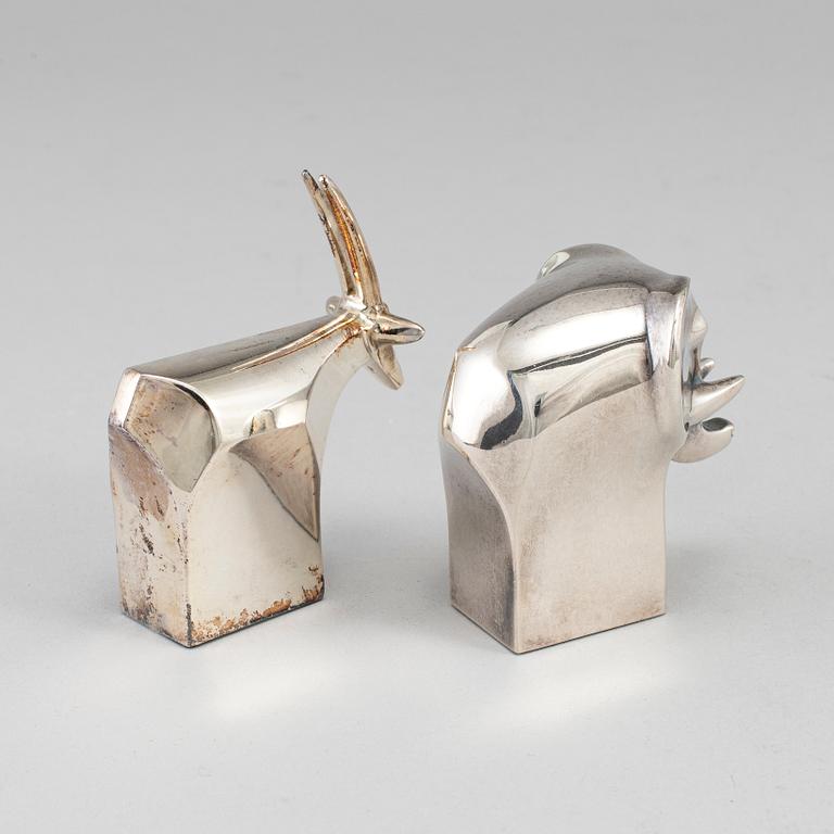 GUNNAR CYRÉN, 
 two silverplated figurines Dansk Design later part of the 20th century.