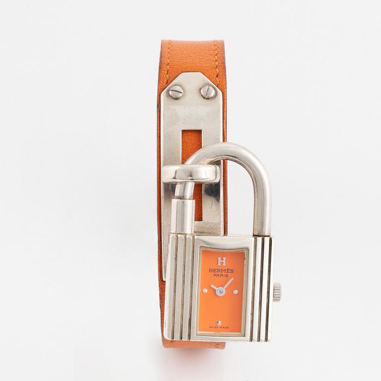 Hermès, Kelly Lock, "Silver Case", wristwatch, 20 x 20 (37,5) mm.