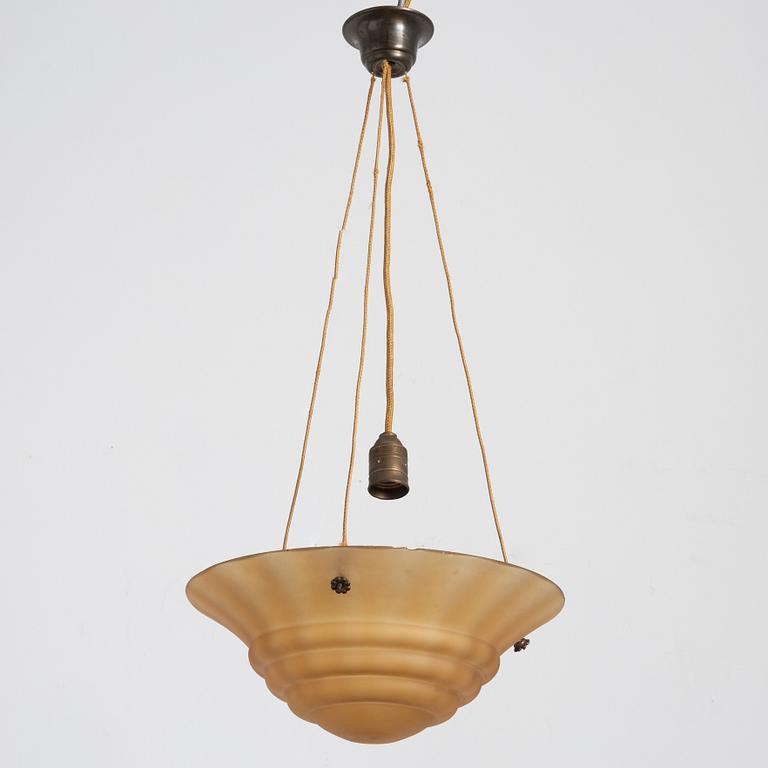 Edward Hald, a ceiling lamp model "HD 625", Orrefors & Nordiska Kompaniet, 1930s.