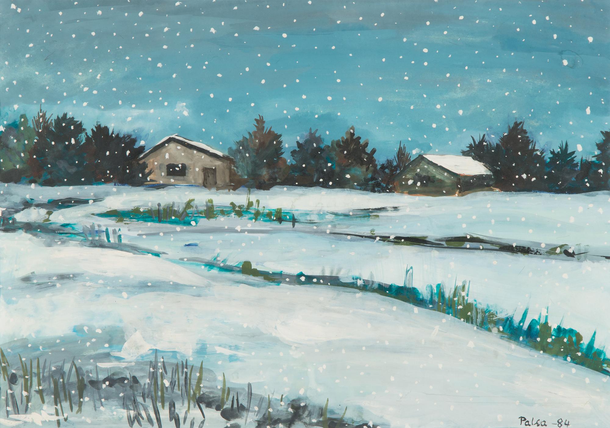 Kalervo Palsa, blandteknik på papper, signerad och daterad -84.