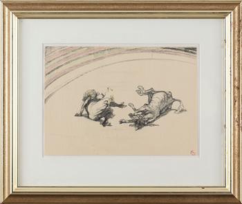 HENRI DE TOULOUSE-LAUTREC, efter, mapp med 17 st litografier, "Au Cirque", Librarie de France, 1900-tal.