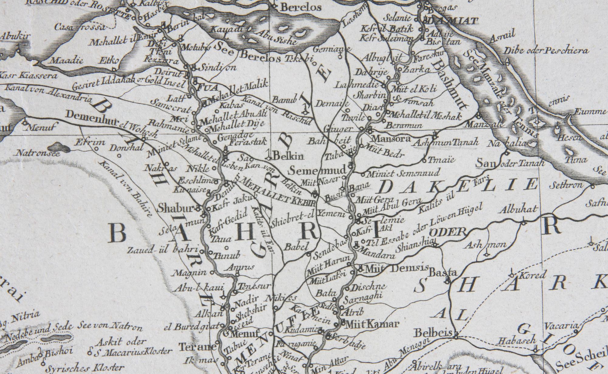 KARTA, "EGYPTEN oder MISIR", von Herrn F.A Schraembl, MDCCLXXXVII.