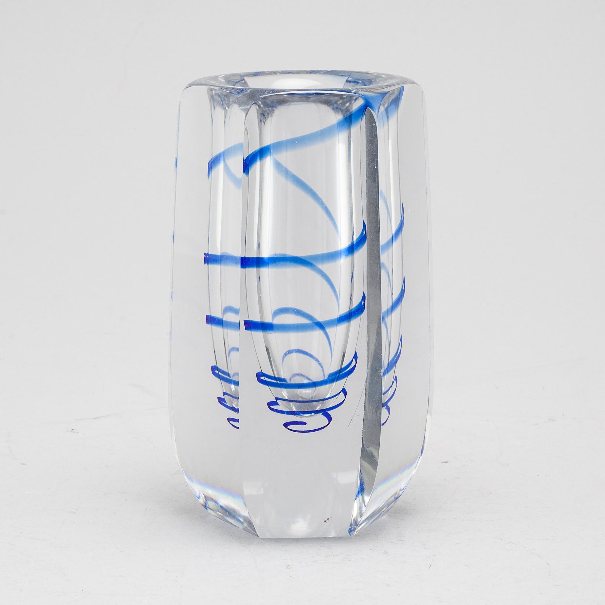 a glass vase for Kosta, signed B and dated 1944.